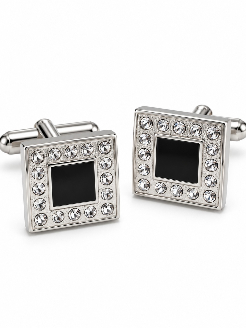 Claiborne Black & Crystal Cufflinks